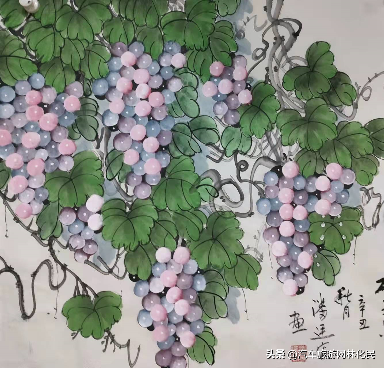 临沂画葡萄高手潘廷富老人